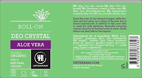 Urtekram - Desodorante Cristal de Aloe Vera Roll-On 50ml - Organico