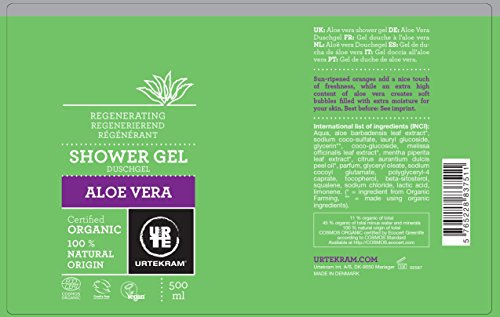 Urtekram Gel de Ducha de Aloe Vera BIO, regenerador, 500 ml