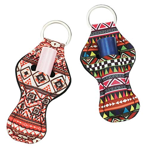 Urvoix Chapstick Holder Keychain – 8 piezas Chapstick Holders Chapstick Bálsamo labial llavero soporte adecuado para Chapstick Tracker and Safeguard, diseño azteca, ligero