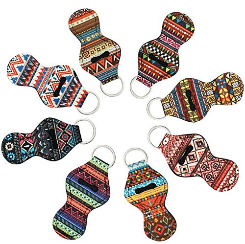 Urvoix Chapstick Holder Keychain – 8 piezas Chapstick Holders Chapstick Bálsamo labial llavero soporte adecuado para Chapstick Tracker and Safeguard, diseño azteca, ligero
