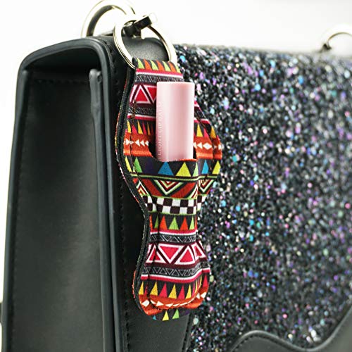 Urvoix Chapstick Holder Keychain – 8 piezas Chapstick Holders Chapstick Bálsamo labial llavero soporte adecuado para Chapstick Tracker and Safeguard, diseño azteca, ligero