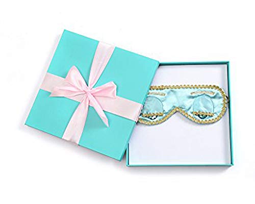 Utopiat máscara para los Ojos de Seda Turquesa Azul Mujer Inspirada en el Estilo de Audrey Hepburn (con Caja de Regalo)