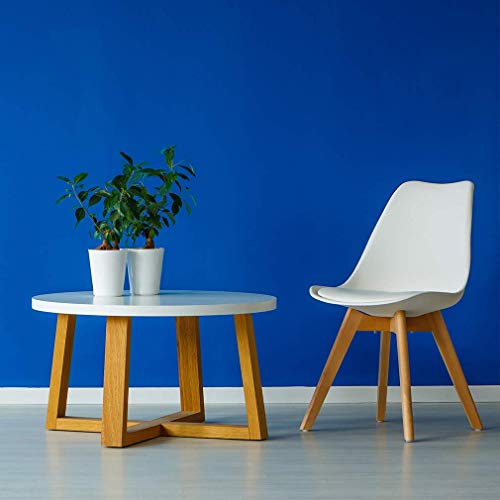 VADIM Sillas de 2 Tulip Comerdor Modernas para Comedor/Sala de Estar/Café / Restaurante, Las piernas de Madera de Haya Maciza y Asiento Acolchado,Blanco