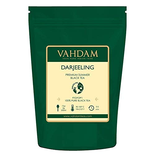 VAHDAM, hojas de té negro Darjeeling de Himalaya, 255 gramos (más de 120 tazas), té Darjeeling puro 100% certificado, té de hojas sueltas de grado FTGFOP1, de la India