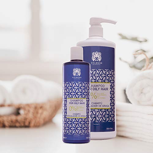 Valquer Profesional Champú Antigrasa zero%: sin sal, sin sulfatos, sin parabenos y sin siliconas. Para cabellos grasos, regulador de grasa - 400 ml