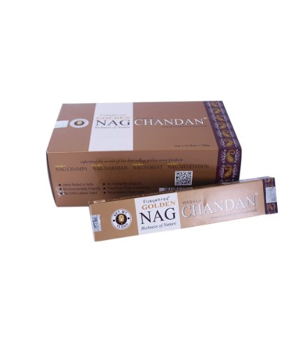 Varillas de incienso Golden Nag Chandan 180g aroma a madera de sándalo 12 cajitas fragancia ambientador