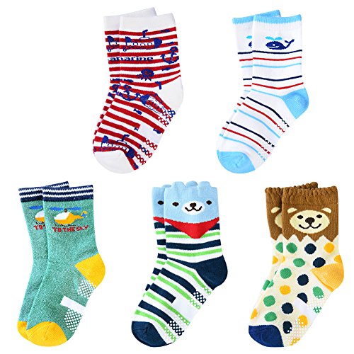 VBIGER 5 pares Niños Calcetines de Invierno Algodón Caliente Antideslizantes Calcetines 3-5 Años