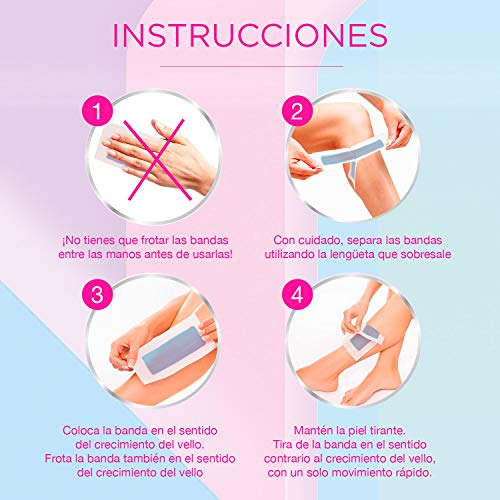 Veet Bandas de Cera Fria Depilatoria para Depilación de Cuerpo y Piernas con Aceite de Almendras, Easy Gelwax, Pieles Sensibles, 40 Bandas