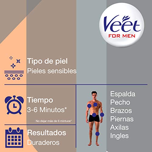 Veet for Men Crema depilatoria corporal para hombre - piel sensible - 6 x 200 ml - hasta 20 semanas de suavidad Veet for Men Crema depilatoria corporal para hombre - piel sensible - 6 x 200 ml - hasta 20 semanas de suavidad