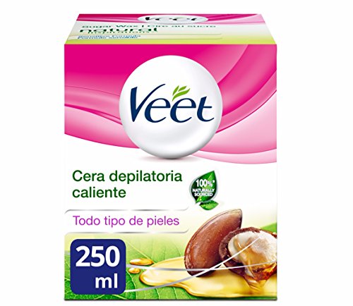 Veet Tarro Cera Depilatoria Tibia con Aceite de Argán para Todo Tipo de Pieles, 250 ml