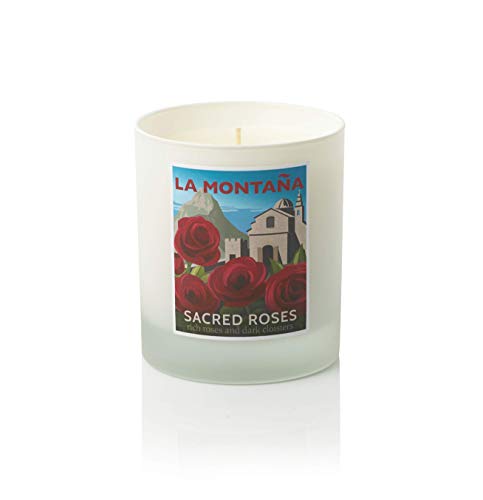 Vela aromática de lujo Sagradas Roses. Rosas ricas y claustros oscuros - Notas de rosa de damasco, narciso, geranio y lavanda, con sándalo, bergamota y manzanilla. 220 g - 40 horas de combustión.