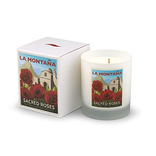 Vela aromática de lujo Sagradas Roses. Rosas ricas y claustros oscuros - Notas de rosa de damasco, narciso, geranio y lavanda, con sándalo, bergamota y manzanilla. 220 g - 40 horas de combustión.