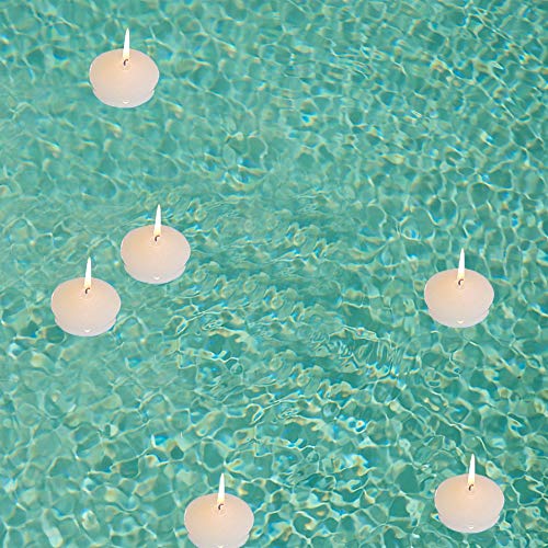 Velas flotantes, impermeables, sin perfume, decoración para fiestas en la piscina, bodas, cenas, 2 pulgadas, 4-6 horas de tiempo de enterrado 24 piezas / paquete