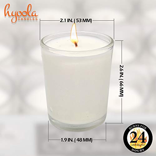 Velas votivas blancas – vasos de cristal transparente, sin perfume, extra largas 24 horas de combustión – para decoración de fiestas, cumpleaños, bodas y centros de mesa – Hyoola