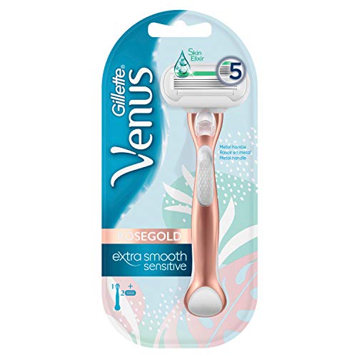 Venus Extra Smooth Sensitive - Maquinilla de afeitar (mango de metal y 2 cuchillas)