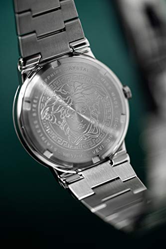 Versace Greca - Reloj de pulsera de acero inoxidable para hombre con logotipo VEVI00720