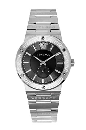 Versace Greca - Reloj de pulsera de acero inoxidable para hombre con logotipo VEVI00720