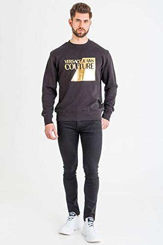 VERSACE JEANS COUTURE Sudadera de Hombre con Logotipo Dorado (M)