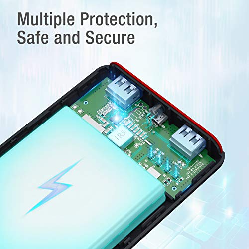 [Versión Mejorada] POWERADD Pilot X7 20000mAh Power Bank Cargador Móvil Portátil Batería Externa Carga Rapida con 2 Salidas USB 3.1A para Dispositivos Inteligentes y Más, Color-Negro y Rojo