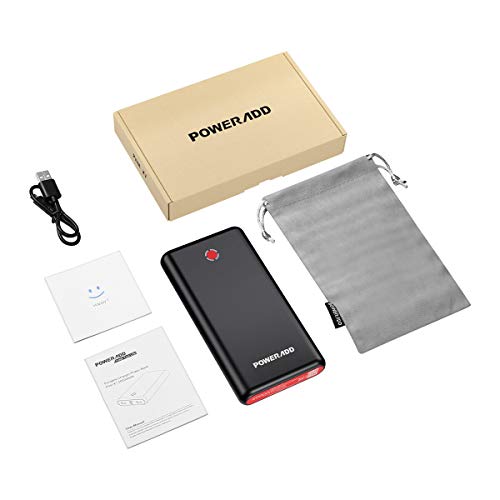 [Versión Mejorada] POWERADD Pilot X7 20000mAh Power Bank Cargador Móvil Portátil Batería Externa Carga Rapida con 2 Salidas USB 3.1A para Dispositivos Inteligentes y Más, Color-Negro y Rojo