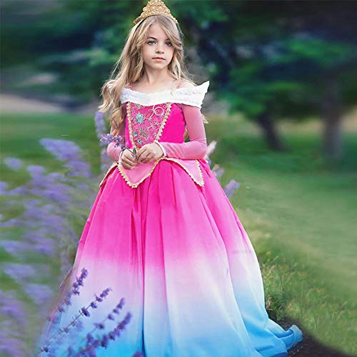 Vestido de princesa Aurora Sleeping Beauty Grimm's Fairy Tales Disfraces para Niñas Carnaval Traje Halloween Fiesta Cosplay Costume largos Elegantes Cumpleaños Pageant Comunión Ropa 5-6 Años
