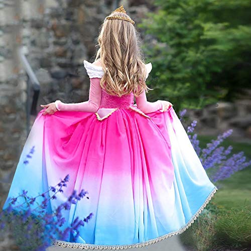 Vestido de princesa Aurora Sleeping Beauty Grimm's Fairy Tales Disfraces para Niñas Carnaval Traje Halloween Fiesta Cosplay Costume largos Elegantes Cumpleaños Pageant Comunión Ropa 5-6 Años