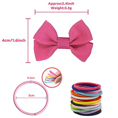 Viccess 40pcs Lazos Bebe Niña y 100pcs Gomas Pelo Niña,Lazos Pelo Niña Diademas Bebe Niña Lazo Accesorios Pelo Horquillas para el Pelo Niña