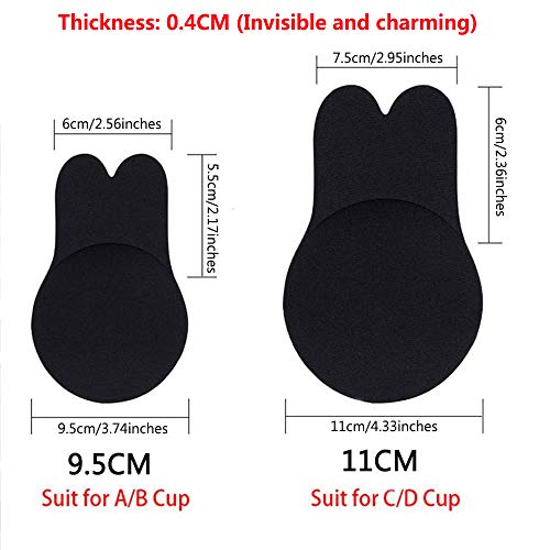Viccess Sujetador Adhesivo Silicona Sujetador Invisible Push up Sujetador Coneja para Mujer Sostén Cómodo Reutilizable (L(Cup C/D), Beige+Negro)