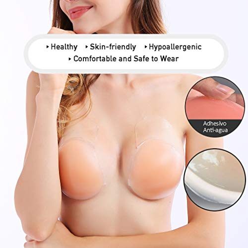 VicSec Sujetador Adhesivo Silicona, Copa Invisible Push Up sin Tirantes Nudebra uso en Vestido de Boda, Vestido de Noche, Festivales para Mujer Sostén Cómodo Reutilizable