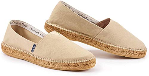 VISCATA Alpargatas hechas a mano en España para hombre, auténticas y originales, con suela acolchada y entrepierna elástica para mayor comodidad y ajuste, Beige (Beige), 41 EU