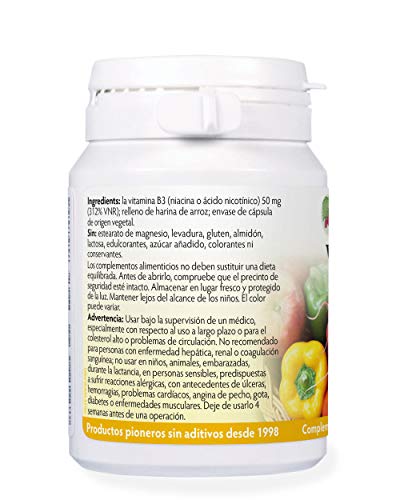 Vitamina B3 niacina/ácido nicotínico (con efecto"flush") 50mg 90 cápsulas, 3 SUMINISTRO de MESES, Sin estearato de magnesio ni aditivos desagradables, Fabricado en Gales