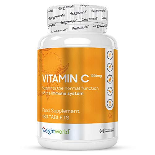 Vitamina C 1000mg Dosis Alta 180 Comprimidos - Mejora Sistema Inmunológico, Suplemento Antioxidante Natural Incrementa Energía, Vitamina C Pura De Ácido Ascórbico, Reduce Cansancio Y Fatiga Vegano