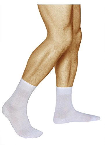 vitsocks Calcetines 100 ALGODÓN Finos Suaves Hombre (3 PARES) Lisos Cómodos, blancos, 44-46