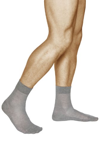 vitsocks Calcetines Verano LINO-Algodón Hombre (3 PARES) Muy Transpirables, gris, 44-46