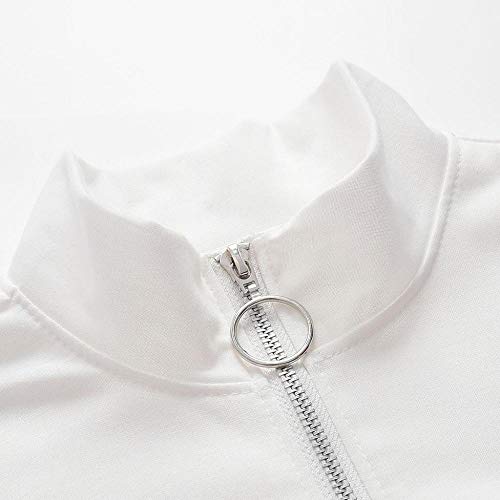 VJGOAL Moda Casual otoño de Las Mujeres Sexy Short Striped Stitching Manga Larga Camiseta Corta Tops Blusa(S,Blanco)