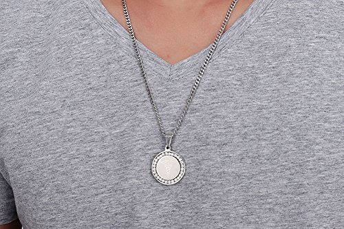 VNOX Farmacia Caduceo Médico Alerta ID Cubic Zirconia Round Pendant Necklace Plata,Grabado Gratis