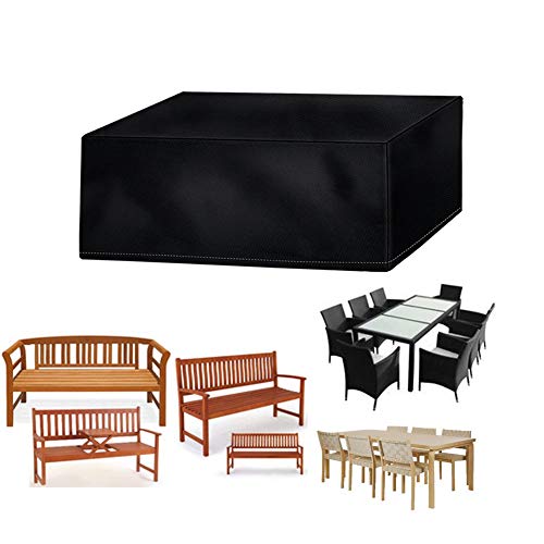 Vzesok Funda Protectora para Mesa y sillas de poliéster Funda de sofá Funda para Conjunto de Porche Rectangular 420D Oxford Negro 180 x 110 x 70cm
