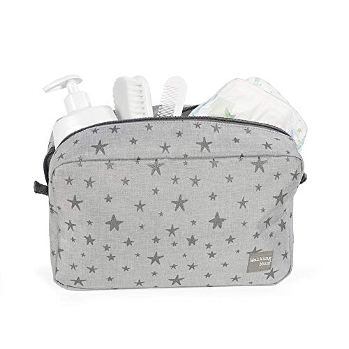 Walking Mum. Neceser de Bebé Inspiration. Bolso Organizador para Productos de Aseo e higiene del bebé. Tamaño Compacto para Llevar Dentro del Bolso Canastilla. Color Gris. Medidas 26 x 10 x 18 cm.