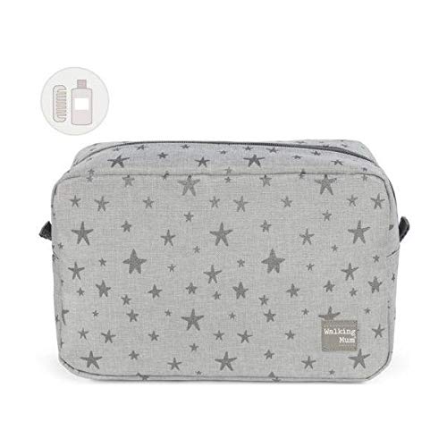 Walking Mum. Neceser de Bebé Inspiration. Bolso Organizador para Productos de Aseo e higiene del bebé. Tamaño Compacto para Llevar Dentro del Bolso Canastilla. Color Gris. Medidas 26 x 10 x 18 cm.