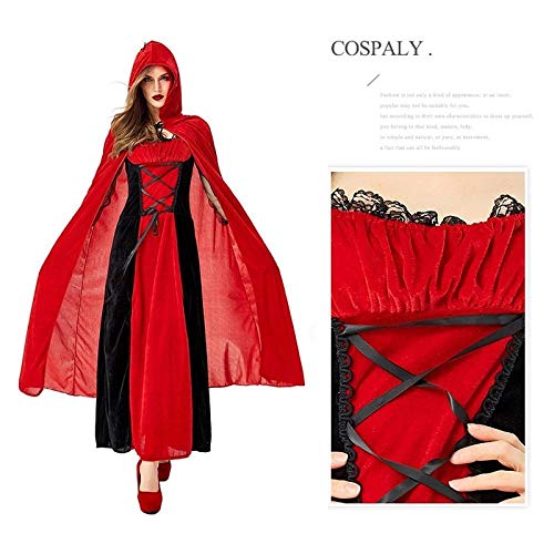 WDRSY Disfraces de Vampiro Sexis de Halloween para Mujeres Adultas, Vestido de Fiesta Elegante de Vampiro Victoriano, Disfraces Femeninos de Bruja roja y Negra-Estilo 1_Metro