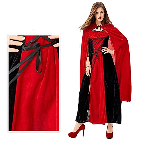 WDRSY Disfraces de Vampiro Sexis de Halloween para Mujeres Adultas, Vestido de Fiesta Elegante de Vampiro Victoriano, Disfraces Femeninos de Bruja roja y Negra-Estilo 1_Metro
