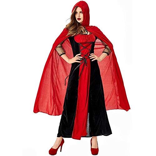 WDRSY Disfraces de Vampiro Sexis de Halloween para Mujeres Adultas, Vestido de Fiesta Elegante de Vampiro Victoriano, Disfraces Femeninos de Bruja roja y Negra-Estilo 1_Metro