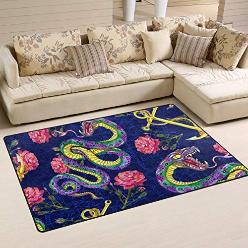 Wdskbg Fantasy Watercolor Snakes Pattern Area Rug Rugs Non-Slip Indoor Outdoor Floor Mat Doormats Home Decor Size:16 X 24(40x60cm) ES