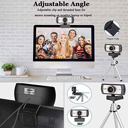 Webcam 120° Gran Angular Full HD 1080P Cámara Web Compatible con Skype,Xbox, Twitch,Youtube, Facebook Webcam de USB Plug and Play