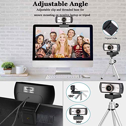 Webcam 120° Gran Angular Full HD 1080P Cámara Web Compatible con Skype,Xbox, Twitch,Youtube, Facebook Webcam de USB Plug and Play