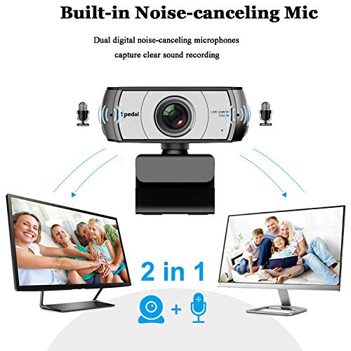 Webcam 120° Gran Angular Full HD 1080P Cámara Web Compatible con Skype,Xbox, Twitch,Youtube, Facebook Webcam de USB Plug and Play