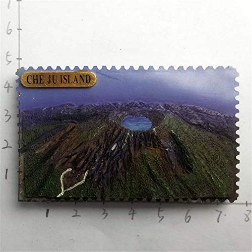 Weekinglo Souvenir Imán de Nevera Jeju Isla Volcán Corea Asia 3D Resina Artesanía Hecha A Mano Turista Viaje Ciudad Recuerdo Carta Carta Refrigerador Etiqueta