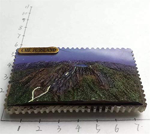 Weekinglo Souvenir Imán de Nevera Jeju Isla Volcán Corea Asia 3D Resina Artesanía Hecha A Mano Turista Viaje Ciudad Recuerdo Carta Carta Refrigerador Etiqueta