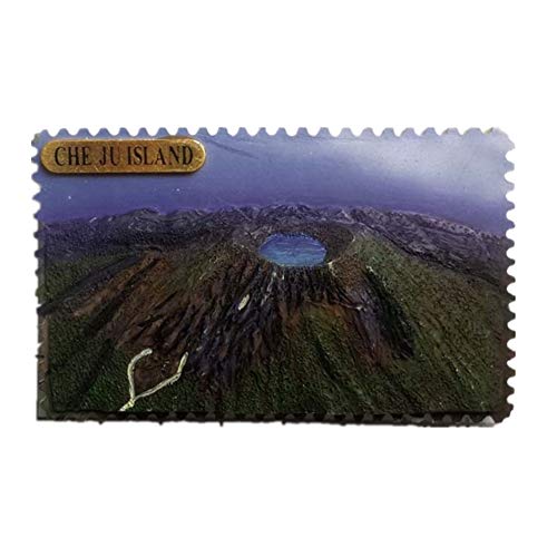 Weekinglo Souvenir Imán de Nevera Jeju Isla Volcán Corea Asia 3D Resina Artesanía Hecha A Mano Turista Viaje Ciudad Recuerdo Carta Carta Refrigerador Etiqueta