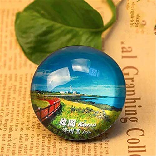 Weekinglo Souvenir Isla de Jeju Corea del Sur Nevera Imán de Nevera Ciudad Mundo Cristal Cristal Hecho a Mano Viaje Turístico Recuerdo Colección Regalo Palabra Fuerte Letra Letra Etiqueta Niños